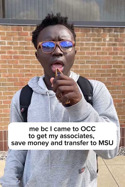 photo of student with caption save money and transfer