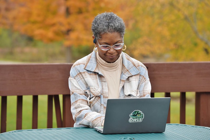 Woman at a computer